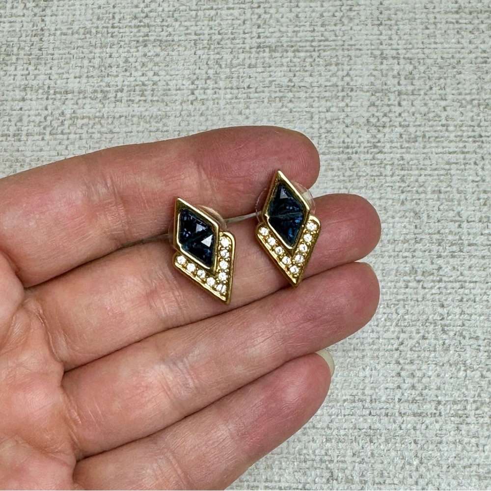 Vintage Swarovski Crystal Gold Tone Earrings